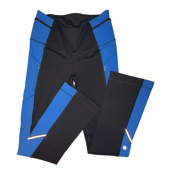 Lululemon Run Ice Queen Flare Pants 8 Beaming Blue Brushed Power Luxtreme Yoga - Picture 1 of 6